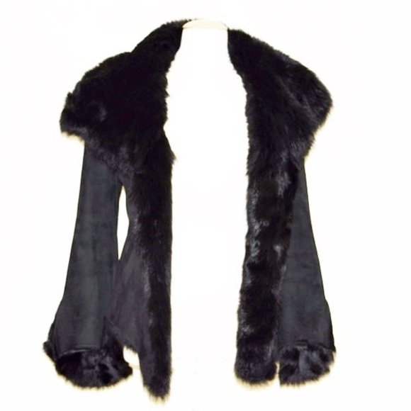 Designer Christina Perrin Black Shearling Jacket - Picture 5 of 10